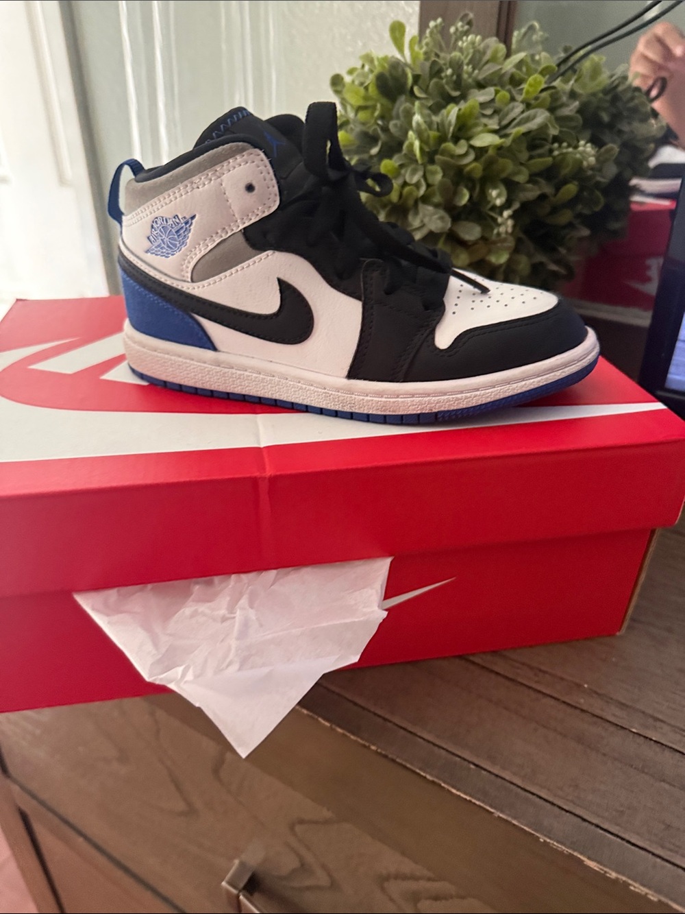 Nike Kids High-Top Sneakers - White/Black/Blue
